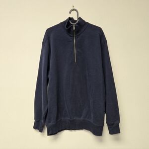 Roundtree and Yorke Trademark Half Zip Sweatshirt Navy Blue L